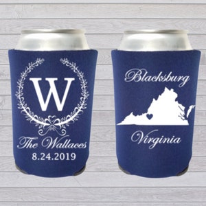 Personalized Can Coolers, Wedding Favors, Wedding Can Coolers, Monogrammed Can Cooler, Custom Wedding Gift