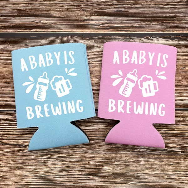 Custom Baby Announcement Can Coolers, A Baby Is Brewing, Custom Welcoming Baby Coolies, Personalized Baby Shower Party Gift and Favor Ideas