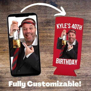 Custom Birthday Skinny Can Cooler, Custom Photo Slim Spiked Seltzer Coolie, Funny Birthday Party Gag Gift, Birthday Gift, Fully Customized