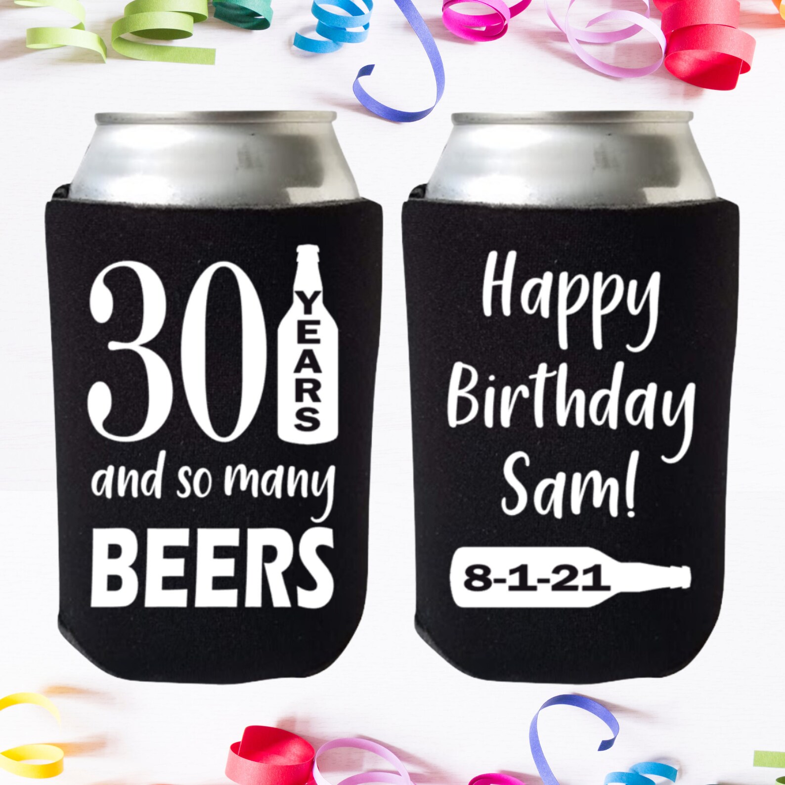 Personalized Can Coolers Birthday Coolies Custom Gift 30 Etsy