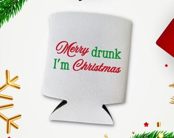 Funny Christmas Can Coolers, Christmas Coolies, Santa Claus, Christmas Gifts and Favors, White Elephant, Drink Accessory, Stocking Stuffer