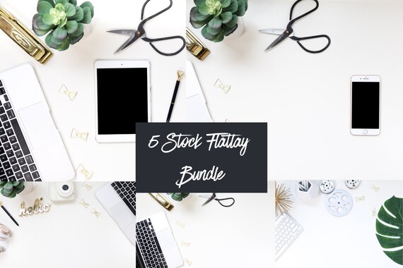 5 Styled Stock Photos Mockup Bundle Green Desktop
