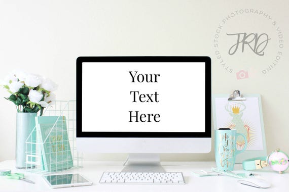 Mint Green Mac Desktop Computer Styled Stock Photography Mockup Mint Green Mac Desktop Computer Styled Stock Photography Mockup