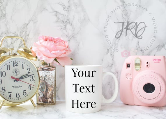 Mug Mockup Styled Stock Photography Pink And Gold Marble