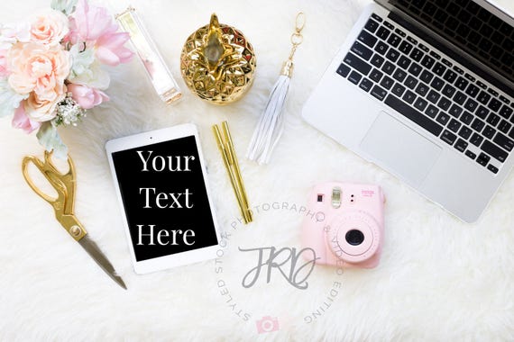Pink Gold Styled Stock Photo Ipad Mockup On