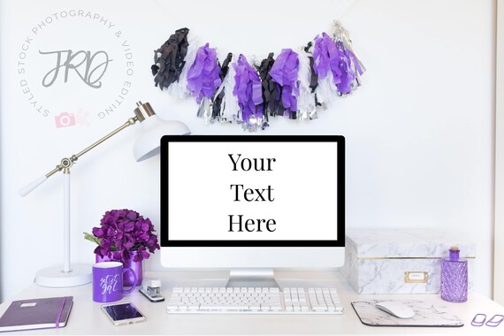 Purple Black Computer Mockup Styled Stock Photo For