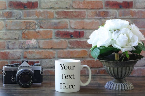 Stock Photo Mug Mockup Brick Backdrop Digital Download