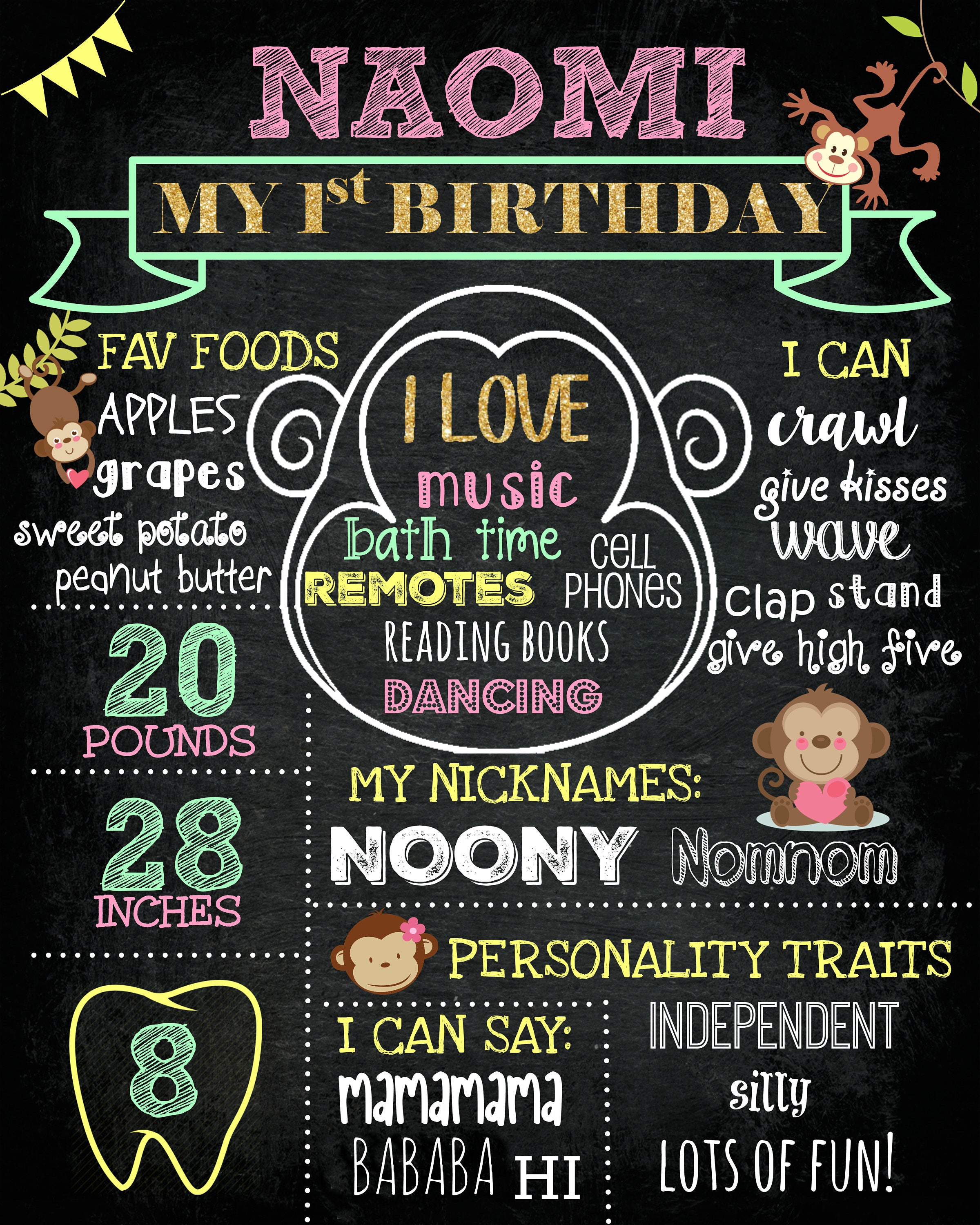 First Birthday Milestones Cake Smash Board DIGITAL PDF ONLY | Etsy