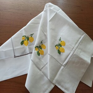 Lovely Cotton Tablecloth, Tablecloth with Hand EmbroideryLemons, Table Topper