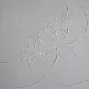 Vintage White  Embroidered Floral Curtan, Flower Embroidered Curtain