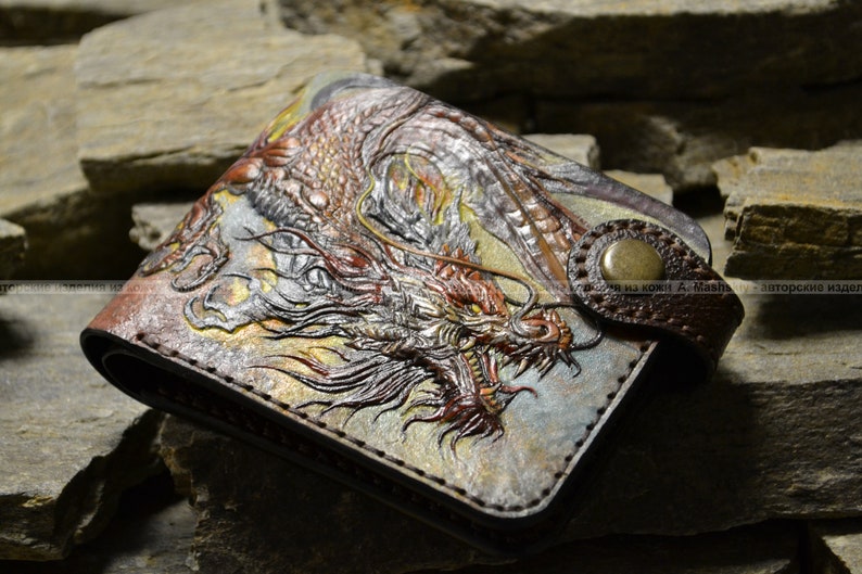 Leather wallet The Dragon Etsy