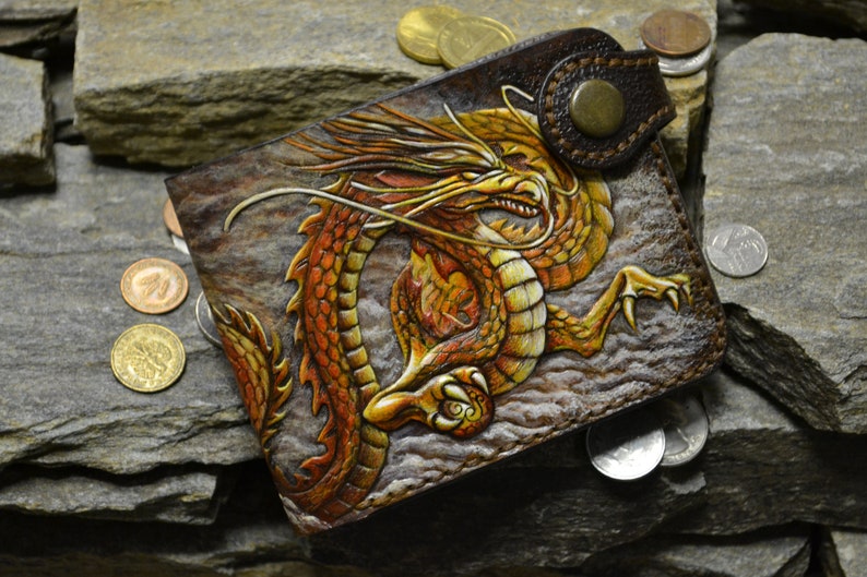 Leather wallet The Dragon Etsy