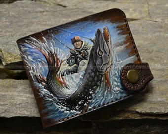 Leather wallet "The river predator"
