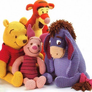 Vintage Crochet Pattern - Winnie the Pooh Tigger Piglet and Eeyore Amigurumi pattern from 1970 (only pattern not the finished toys)