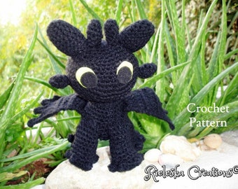 Pdf Crochet Pattern- Toothless Dragon Night Fury- amigurumi/ toy pattern