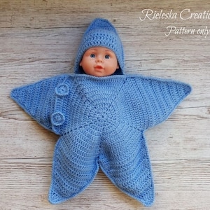 Crochet Pdf Pattern- Star baby bunting- Baby cocoon / 0-3 months