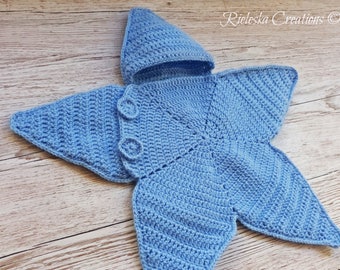 Crochet Pdf Pattern- Star baby bunting- Baby Cocoon / 0-3 months (pattern only not the finished product)