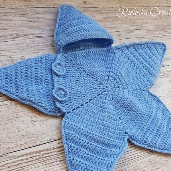 Crochet Pdf Pattern- Star baby bunting- Baby cocoon / 0-3 months