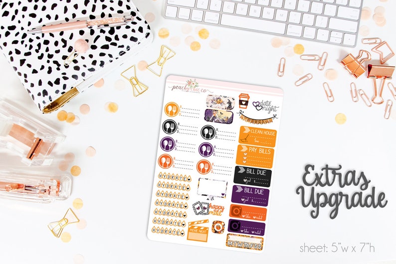 All Hallows HORIZONTAL Weekly Kit 130 Matte Planner Stickers Perfect for your Erin Condren Life Planner WKH0340