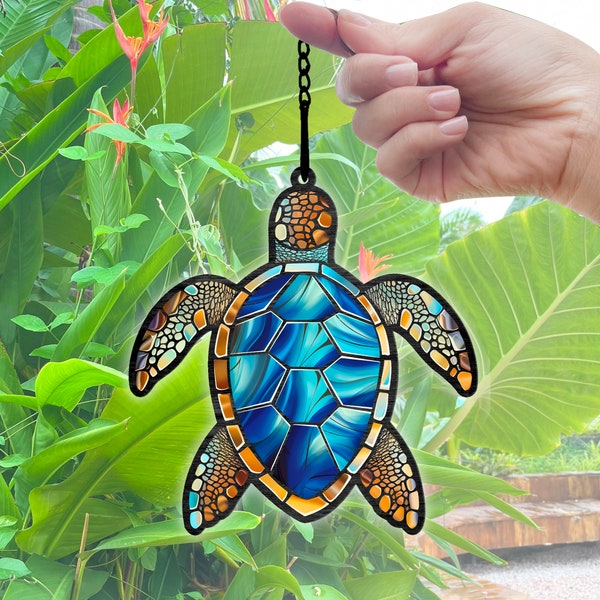 Attrape-soleil en acrylique tortue, attrape-soleil tortue de mer, ornement de tortue, tenture de fenêtre tortue, cadeau pour amoureux des tortues