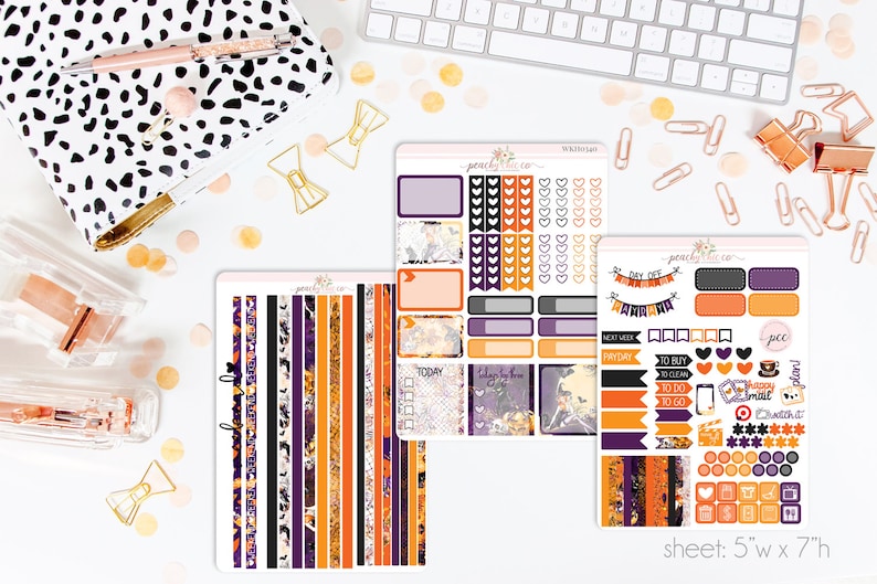 All Hallows HORIZONTAL Weekly Kit 130 Matte Planner Stickers Perfect for your Erin Condren Life Planner WKH0340