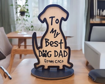 Personalized Father’s Day Gift For Dog Dad, Custom Gift For Dog Lover, Wooden Plaque, Best Dog Dad, Gift For Papa, Dad’s Day Gift Ideas