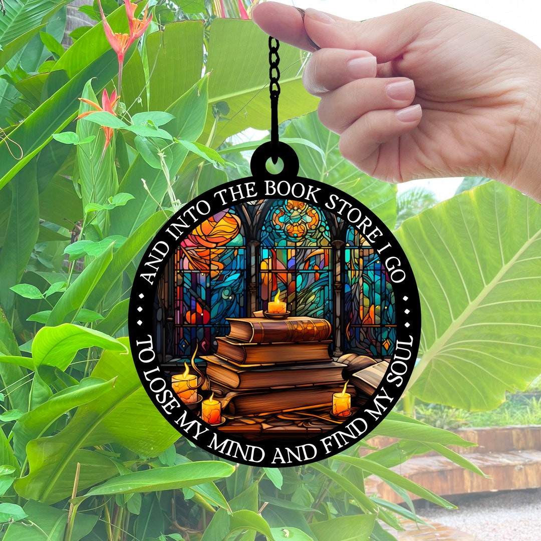 Gift for Book Lovers, Books Suncatcher, Books Ornament, Book Lover Ornament, Book Reading