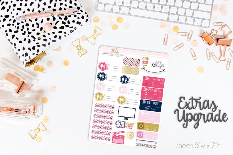 Preppy Chic VERTICAL Weekly Kit 140 Matte Planner Stickers Perfect for your Erin Condren Life Planner WKV0230