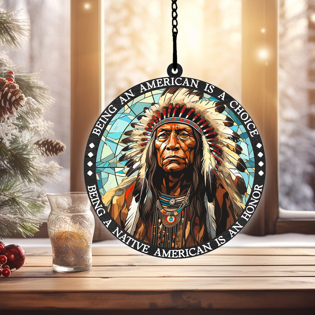Native American Suncatcher, Native American Ornament, Gifts Native