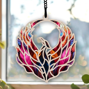 Phoenix Acrylic Suncatcher, Phoenix Ornament, Mytical Creatures Suncatcher, Mytical Creatures Ornament, Gift For Phoenix Lover