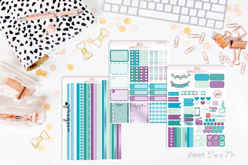 Matte Planner Stickers Perfect for your Erin Condren Life Planner WKH0100 Siren HORIZONTAL Weekly Kit 130