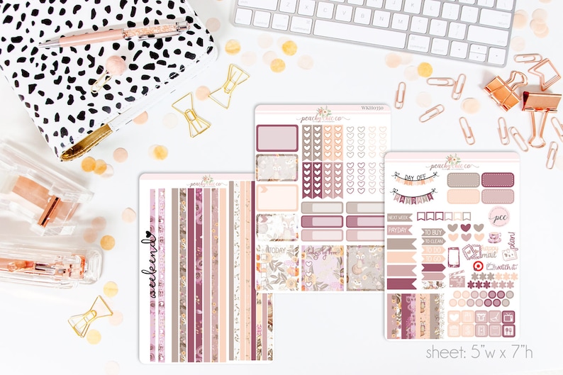 Woodland Grace HORIZONTAL Weekly Kit 130 Matte Planner Stickers Perfect for your Erin Condren Life Planner WKH0350