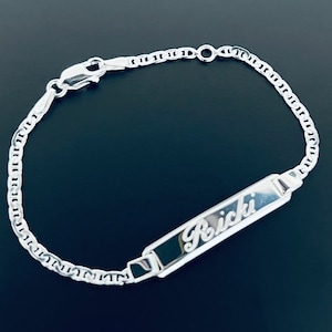 925 Sterling Silver Mariner Link Childrens ID Bracelet Free Engraving