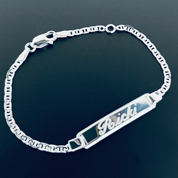 925 Sterling Silver Mariner Link Childrens ID Bracelet Free