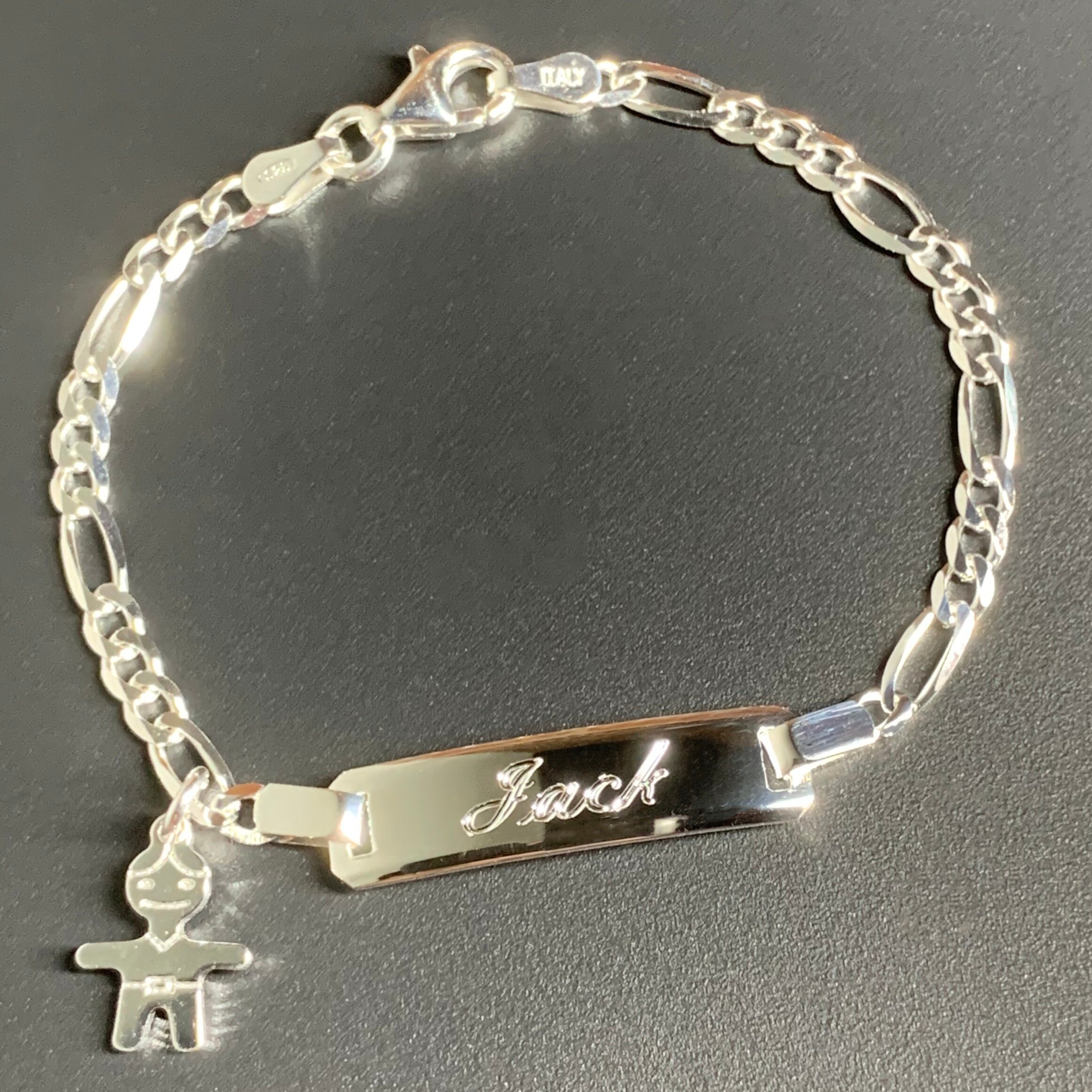 Boys Sterling Id Bracelet Etsy