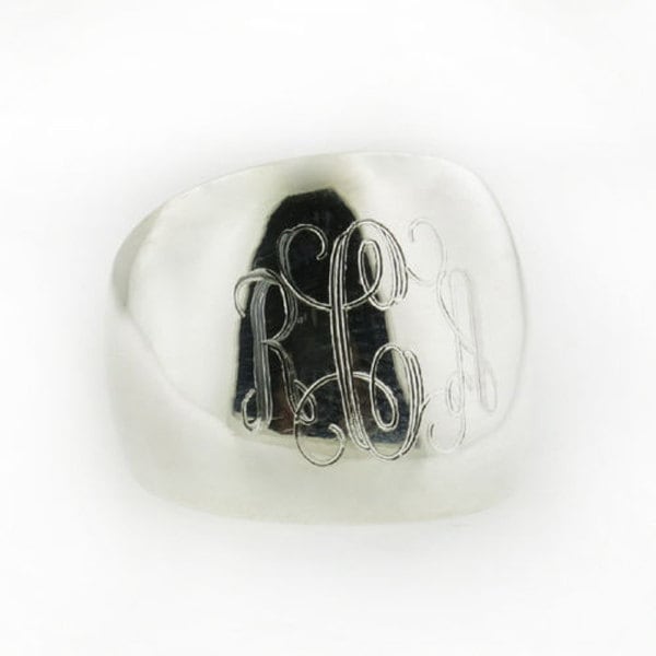 Oops! sBr Size 7 Sterling Silver Monogrammed Cigar Band Dome Ring
