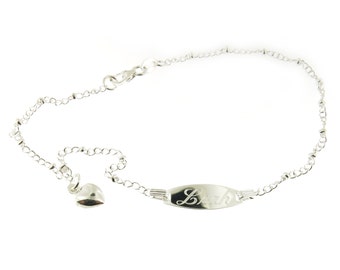 Personalized Name Engraved 925 Sterling Silver Dangle Heart Anklet
