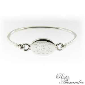 Monogrammed .925 Sterling Silver Hinged Oval Baby Bracelet Personalized Monogram