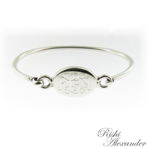 Personalized Monogram Cuff Bracelet Silver