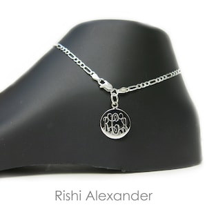 Monogrammed 925 Sterling Silver 3mm Figaro Chain Personalized Anklet