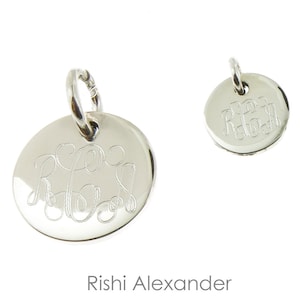 925 Sterling Silver Round Monogram Charm 10mm to 18mm