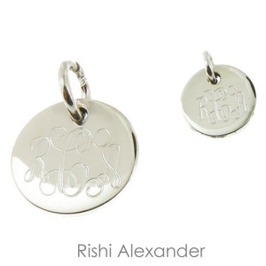 925 Sterling Silver Round Monogram Charm 10mm to 18mm