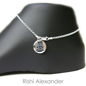 Monogrammed 925 Sterling Silver Rolo Chain Personalized Anklet