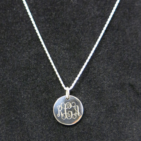 925 Sterling Silver Monogram Personalized Necklace, Choose your Favorite Chain Style