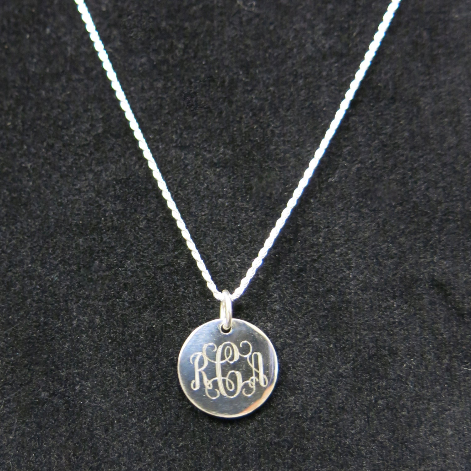 Bold Mono Three Initial Monogram Personalized Sterling Silver Necklace