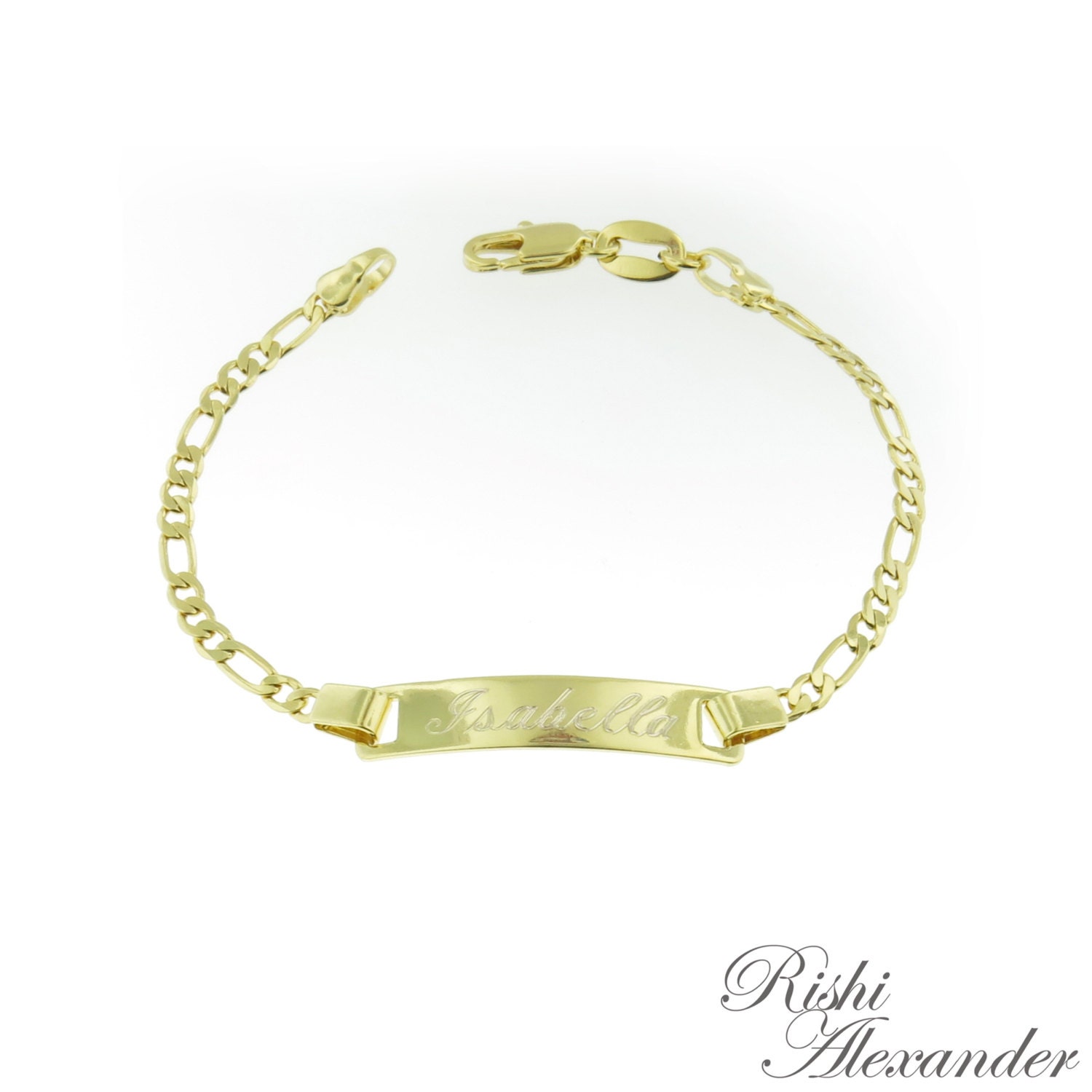 18k Gold Filled Figaro Link Childrens ID Bracelets Etsy