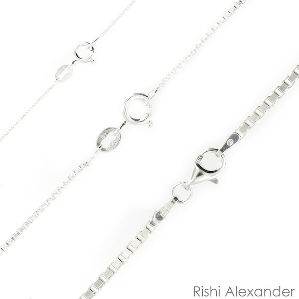 925 Sterling Silver Box Chain Necklace Sizes Available for Women Men Boys and Girls