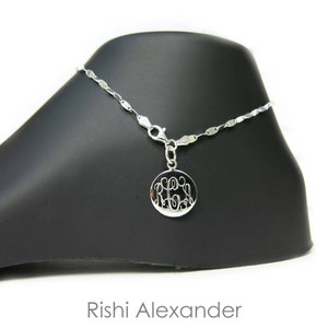 Monogrammed 925 Sterling Silver Confetti Chain Personalized Anklet