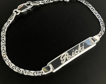 925 Sterling Silver Mariner Link Childrens ID Bracelet Free