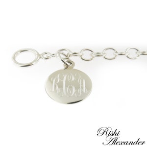 Monogrammed .925 Sterling Silver Toggle Link Charm Bracelet image 3